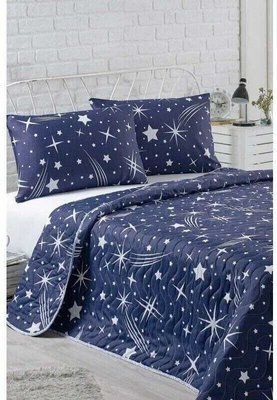 Покривало з наволочками Eponj Home Halley lacivert синий полуторне 160 х 220 см sv2000022170581 фото