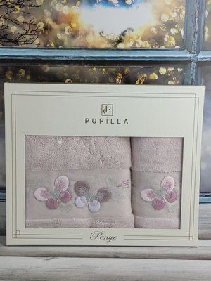 Махрові рушники Pupilla 2в1 Eva butterfly big Набір 2 шт./ уп. Sul-2LI EVA BUTTERFLY BIG LILA фото