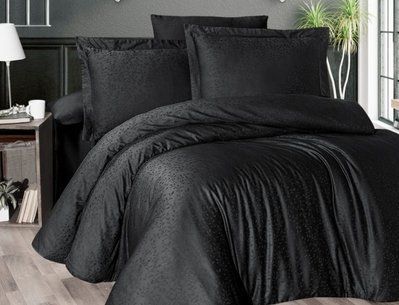Комплект постільної білизни First Choice Jacquard Satin Vivien JS-129-Vivien-Black-Євро фото