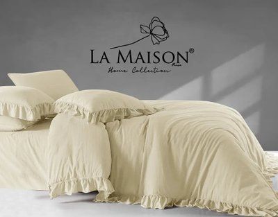 Постільна білизна варена бавовна La Maison Weens Weens Vanilla з рюшами Євро 200х220 см LaMaison_41159 фото