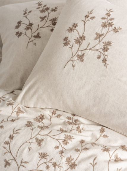 Двуспальный Евро комплект Cottonbox Darian с вышивкой хлопок/лен tac_605768 фото
