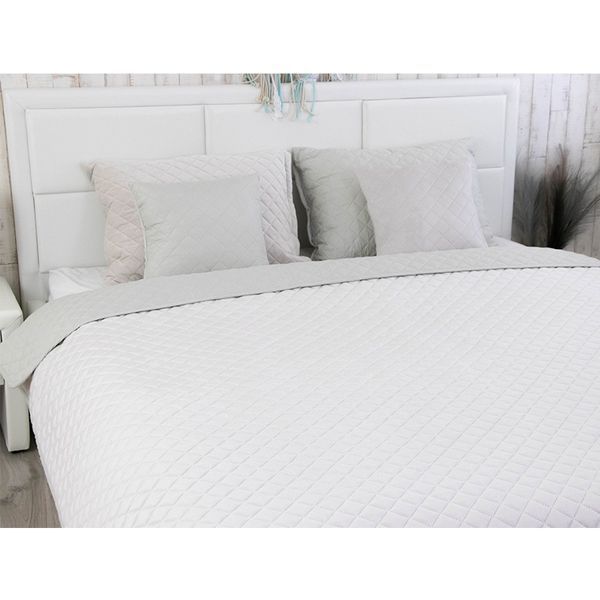 Двустороннее декоративное покрывало Velour Ромб, 150x220 см, Полуторный, Ice Серый 360.55_Iсe_ромб фото