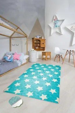 Килим дитячий безворсовий Chilai Home 100 х 160 см Yildiz Star mavi sul-1169 фото