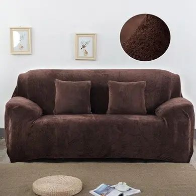 Захисний чохол на двомісний диван Diana Textile Plush Velvet 145-185 см al2045-2-seater-145-185-coffee фото