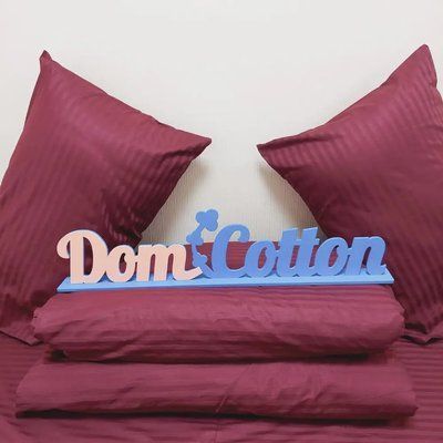 Постільна білизна Dom Cotton Сатин Страйп бордо d-c5444v фото