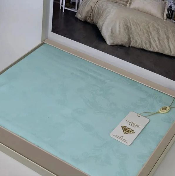 Постельное белье сатин премиум DIAMOND LISA MINT Евро 200х220 см p_s_k_560136 фото