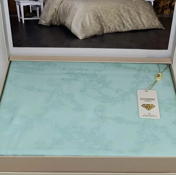 Постельное белье сатин премиум DIAMOND LISA MINT Евро 200х220 см p_s_k_560136 фото