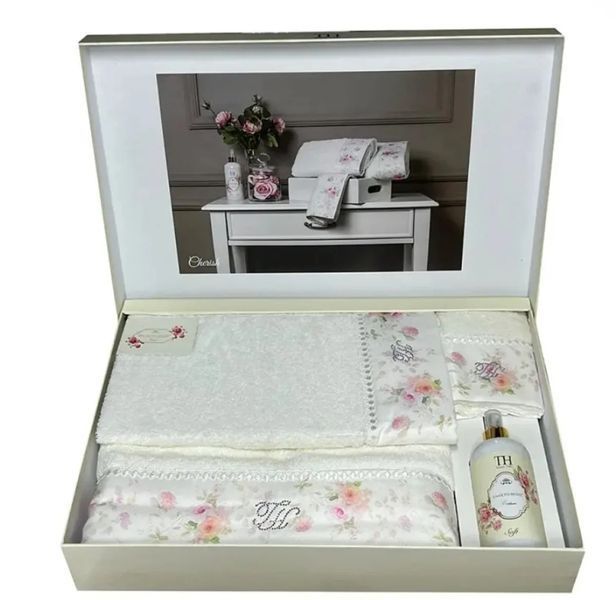 Набір рушників Tivolyo Home CHERISH BEYAZ 3 3пр (30х50+50х100+75х140) см Набір p_s_k_238880 фото
