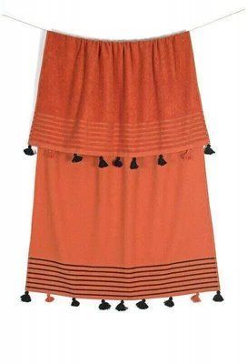 Пляжний рушник махровий 90 х 160 Buldans Capri tobacco orange sv2000022224765 фото