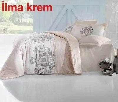 Постільна білизна сатин сімейний Altinbasak Ilma krem m012079 фото