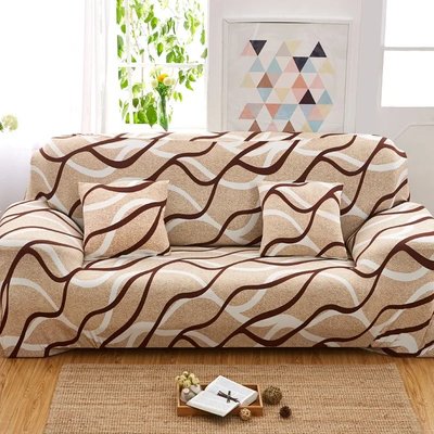 Еластичний чохол на тримісний диван Diana Textile, Бежева хвиля, 195х230 см 6-12120 фото