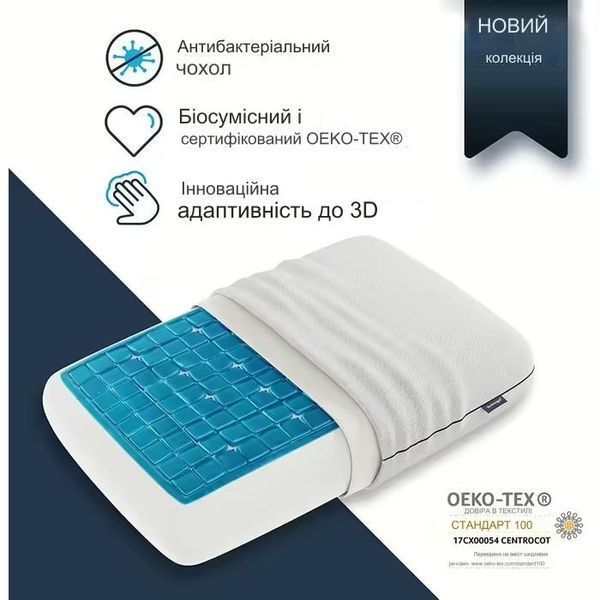 Гелевая ортопедическая подушка Technogel Deluxe, Голубой, XL, 40x66 см, h=17 см luli5967 фото