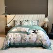 Комплект постельного белья Diana Textile Spring Flowers тенсел, Зеленый + Бежевый, Евро, 220x240 см, 245x270 см, 50x70 см