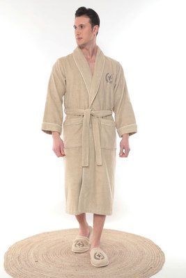 Чоловічий махровий халат з тапочками Maison D'or Seymour seymour-bej-xl фото