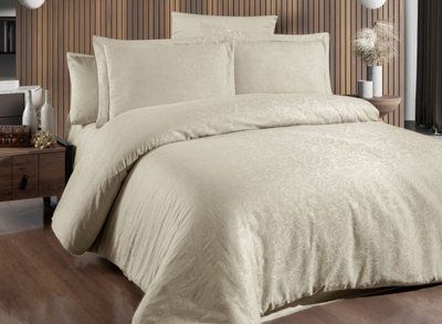 Комплект постельного белья First Choice Jacquard Satin Tecna JS-17-Tecna-Champagne-Євро фото