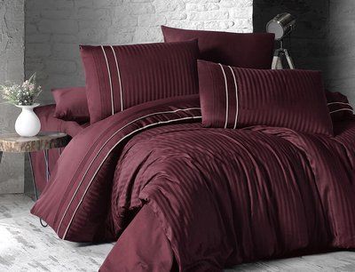 Комплект Deluxe SATIN SDLX-126 Stripe Style Bordo SDLX-126-Stripe-Style-Bordo-Євро фото