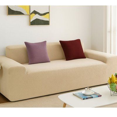 Водоотталкивающий чехол на 3-х местный диван трикотаж-жатка  Homytex 195х230 см, Кремовый HT-384809 фото