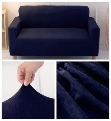 Защитный чехол на двухместный диван Diana Textile Plush Velvet 145-185 см al2045-2-seater-145-185-Navy-blue фото