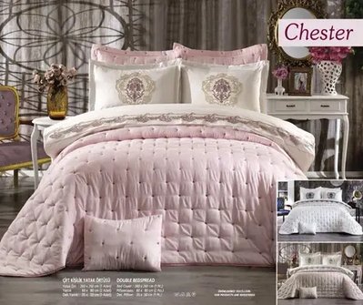 Покривало на ліжко з наволочками Chester Рожеве 010 SulCh-5462304 фото