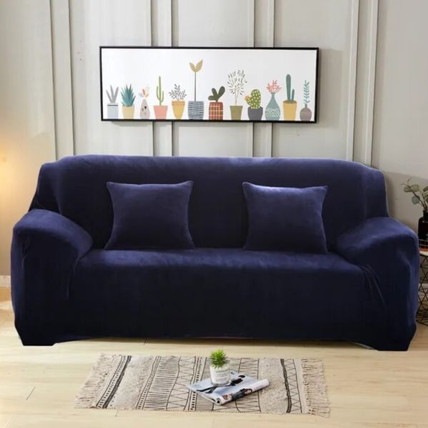 Защитный чехол на двухместный диван Diana Textile Plush Velvet 145-185 см al2045-2-seater-145-185-Navy-blue фото