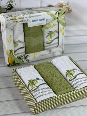Suvari olive 3в1 40x60 см , набір рушників (махра / вафелька) Sul-5625 фото