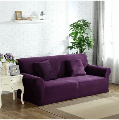 Защитный чехол на двухместный диван Diana Textile Plush Velvet 145-185 см al2045-2-seater-145-185-purple фото