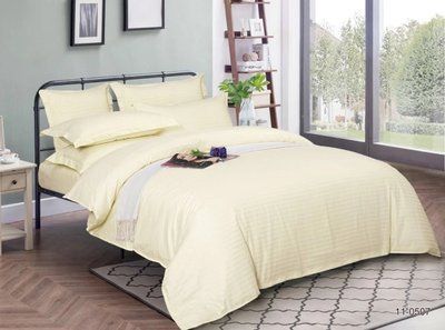 Простыня на резинке Beige сатиновая Home Sateen Stripe бежевая 80х200 posmar79252 фото