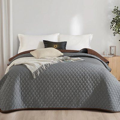 Покривало двостороннє Сірий/коричневий Love You 200 x 220 см loveyouhome_ly2304 фото