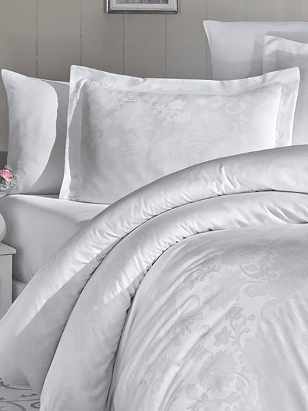 Комплект постельного белья First Choice Jacquard Satin Herra JS-21-Herra-Beyaz-Євро фото