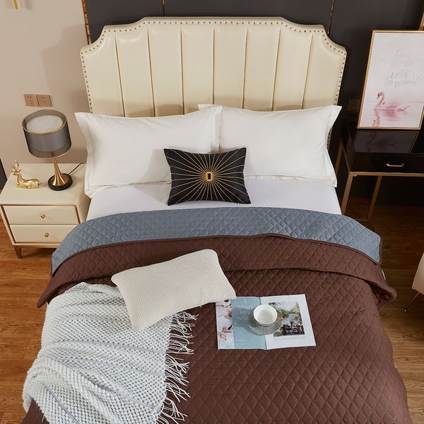 Покривало двостороннє Сірий/коричневий Love You 200 x 220 см loveyouhome_ly2304 фото