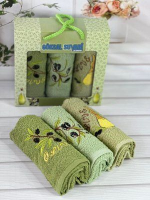 Suvari olive 3в1 Махрові рушники 30x50 см Бавовна Туреччина Sul-5626 фото