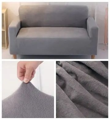Защитный чехол на двухместный диван Велюровый Diana Textile Plush Velvet 145-185 см al2045-2-seat-L-gray фото