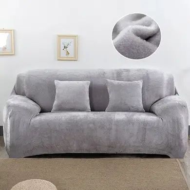 Защитный чехол на двухместный диван Велюровый Diana Textile Plush Velvet 145-185 см al2045-2-seat-L-gray фото