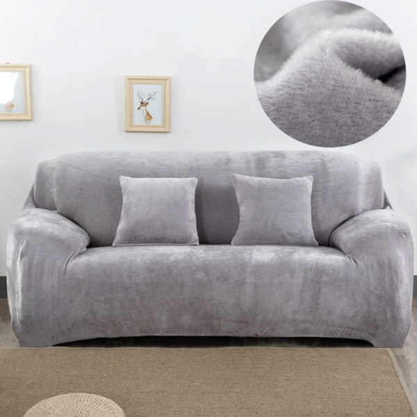 Защитный чехол на двухместный диван Велюровый Diana Textile Plush Velvet 145-185 см al2045-2-seat-L-gray фото