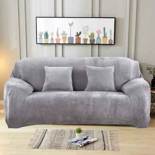 Защитный чехол на двухместный диван Велюровый Diana Textile Plush Velvet 145-185 см al2045-2-seat-L-gray фото