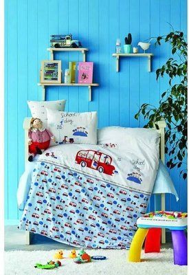 Комплект в кроватку Karaca Home School bus mavi - Для новорожденных sv2000022246187 фото