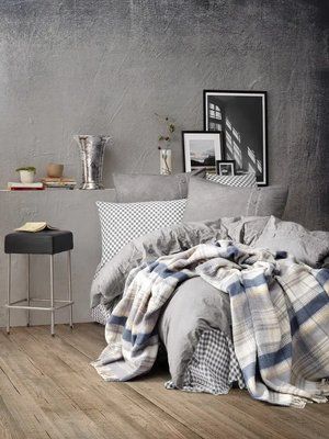 Постільна білизна + плед Cotton Box Denim Gri - Євро box010077614 фото