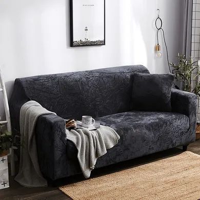 Защитный чехол на двухместный диван Велюровый Diana Textile Plush Velvet 145-185 см al2045-2-seat-gray фото