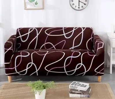 Чохол на тримісний диван "HomyTex" принт Хвиля коричнева 6-12131 фото