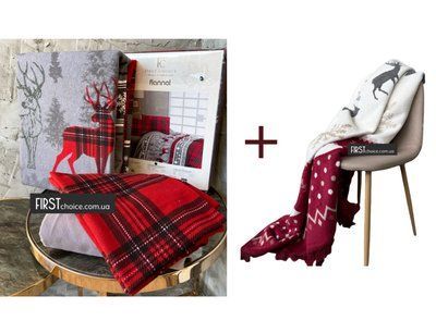 Комплект Flannel FLN-76-1 Happiness Red + плед Emilio FLN-76-1-Happiness-Red-+-плед-Emilio-Євро фото