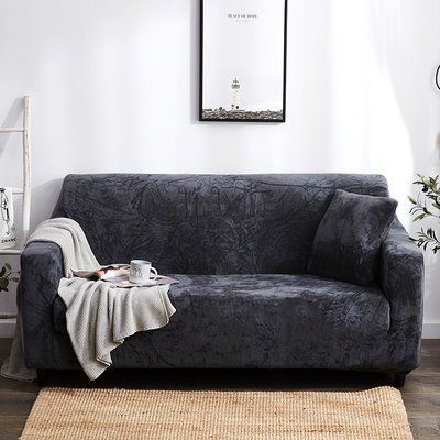 Захисний чохол на двомісний диван Велюровий Diana Textile Plush Velvet 145-185 см al2045-2-seat-gray фото