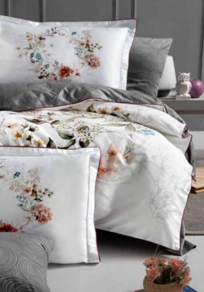 Комплект Premium satin LAPR-361 Floral Grey LAPR-361-Floral-Grey-Євро фото