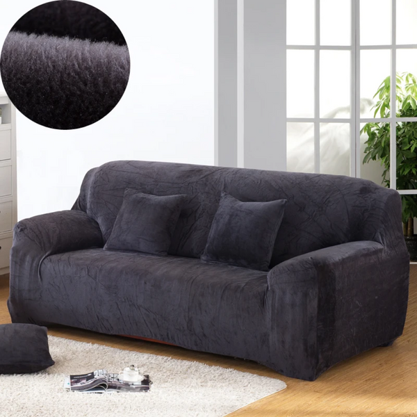Защитный чехол на двухместный диван Велюровый Diana Textile Plush Velvet 145-185 см al2045-2-seat-gray фото