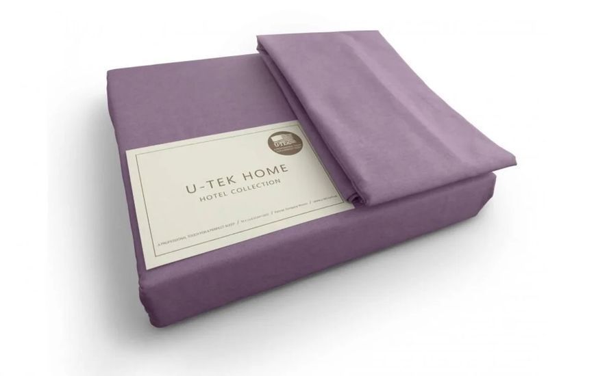 Простыня на резинке сливовая в наборе с наволочками U-tek хлопок Plum160х200 posmar67407 фото