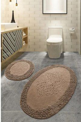 Набір бавовняних килимків у ванну кімнату Chilai Home Piante Oval Beige Бежевий, 60x100 см + 50x60 см ch-piante-bej фото