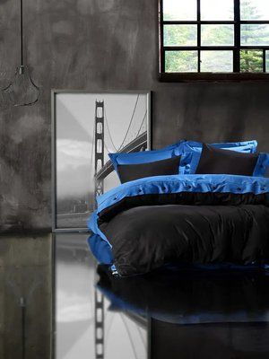 Постільна білизна сатин євро Cotton box MAVI SIYAH 100% бавовна box010077547 фото