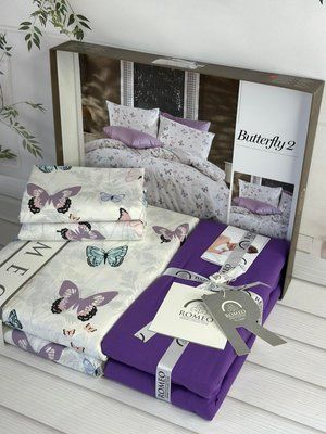 Poplin Butterfly 2 постель из поплин Евро размер Romeo home Турция Sul-6048 фото