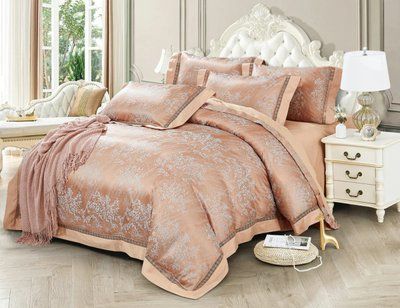 Набір постільної білизни JP-55 шовковий кавовий жаккард Євро posmar85843 фото