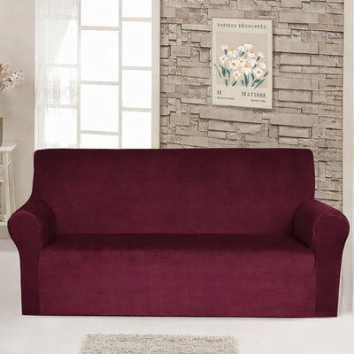 Чехол на диван 2-х местный Велюр Love You, Бордовый loveyouhome_81225 фото