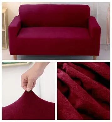 Захисний чохол на двомісний диван Diana Textile Plush Velvet 145-185 см al2045-2-seater-145-185-wine-red фото